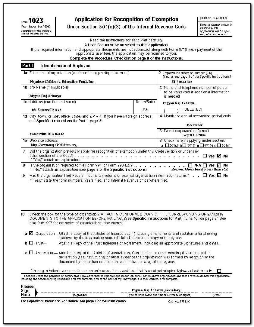 Irs Form 1023 Printable Printable Forms Free Online