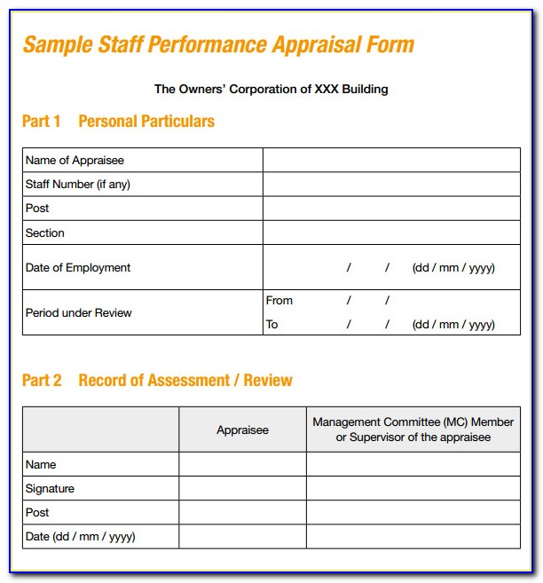 Employee Performance Self Appraisal Form Template