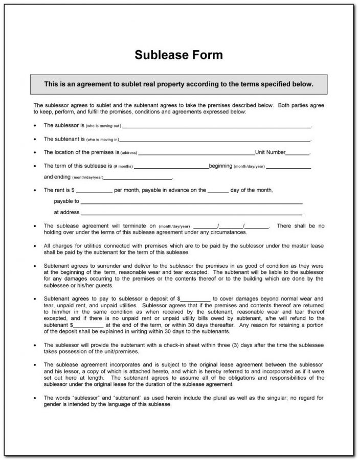 New York Sublease Agreement Liability Template HQ Printable Documents