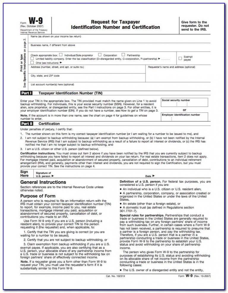 IRS Form W 9 Request Letter