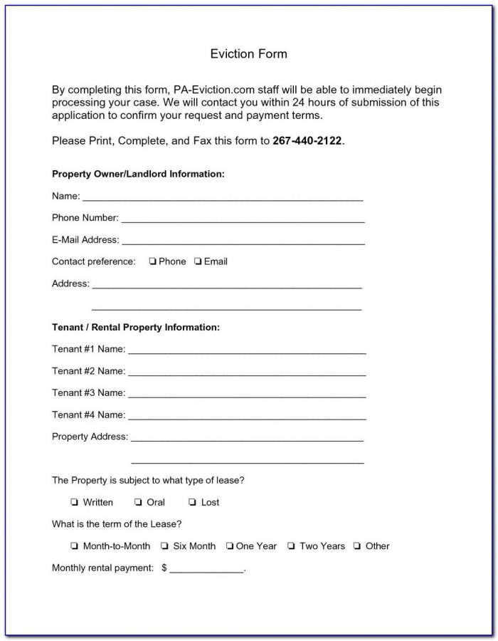 printable eviction notice form south africa form