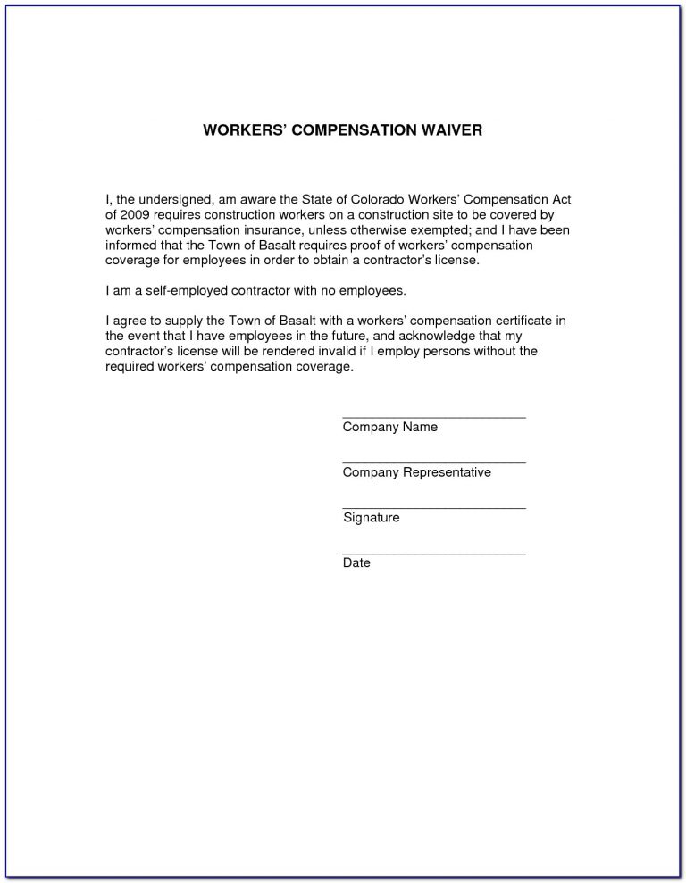 Free Workers Comp Waiver Form