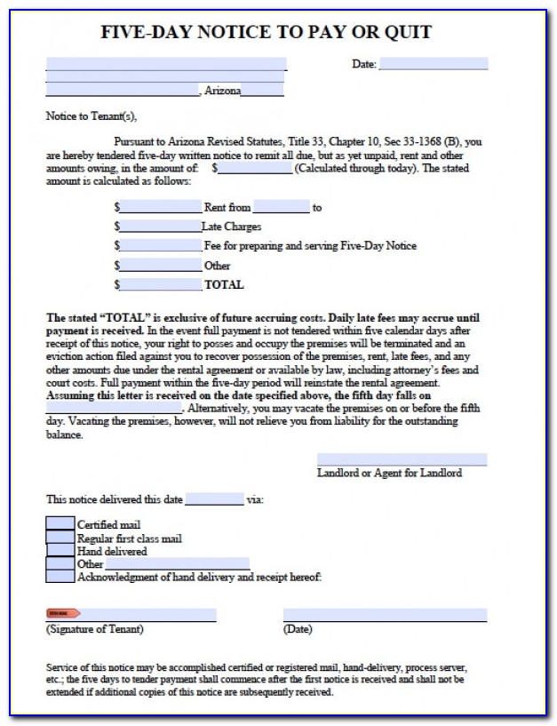 Arizona Eviction Notice Form - Form : Resume Examples #GEOGNjW5Vr