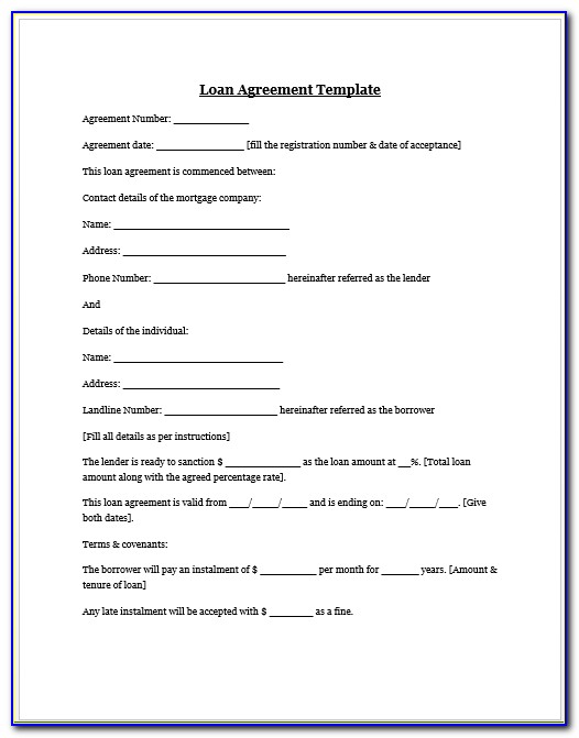 Auto Loan Agreement Form Free Download