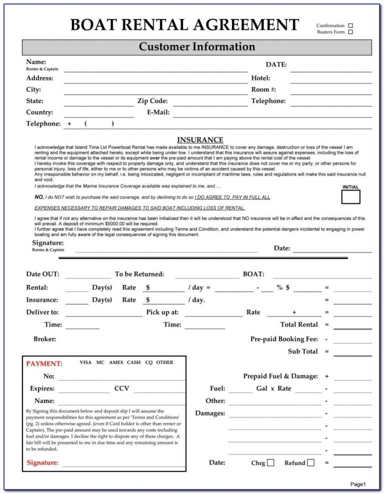 Boat Rental Agreement Form Free Form : Resume Examples #q25ZvAz50o