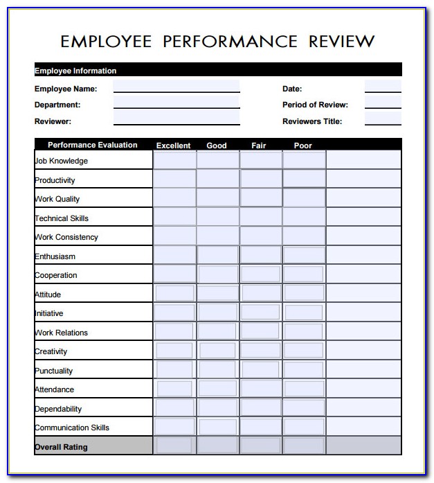 Employe Evaluation Form - Form : Resume Examples #bX5a6RMOwW