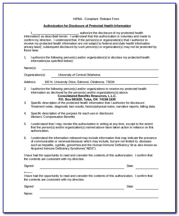 Hipaa Compliant Authorization Form Texas Form Resume Examples 