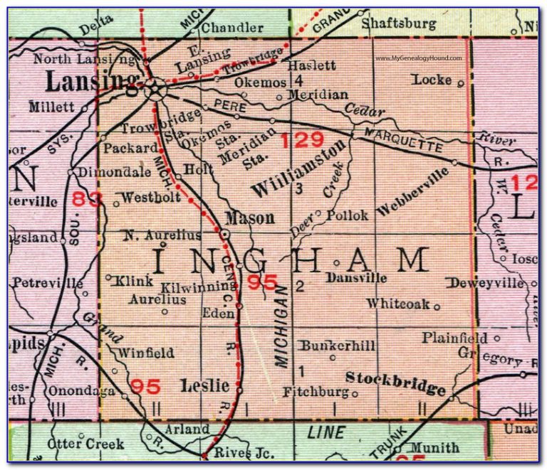 Map Of Ingham County Mi 768x661 
