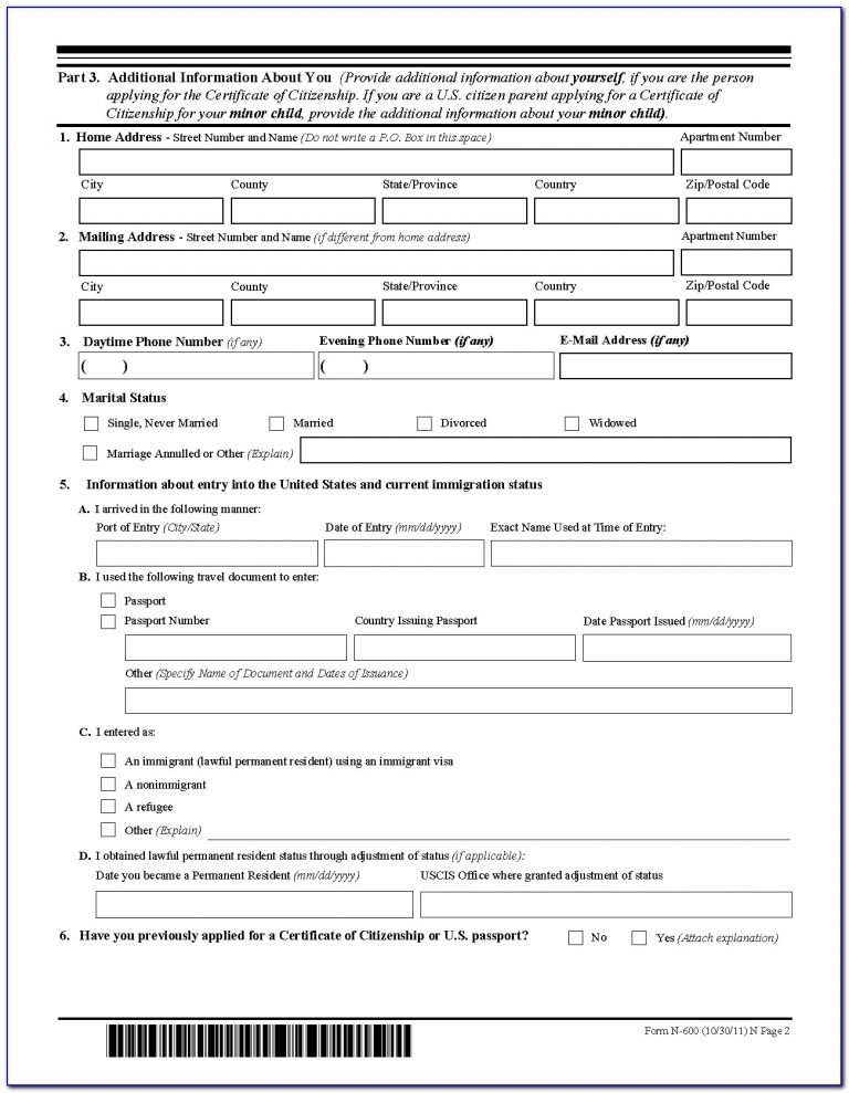 Download Uscis Fillable N 400 Form Printable Forms Free Online