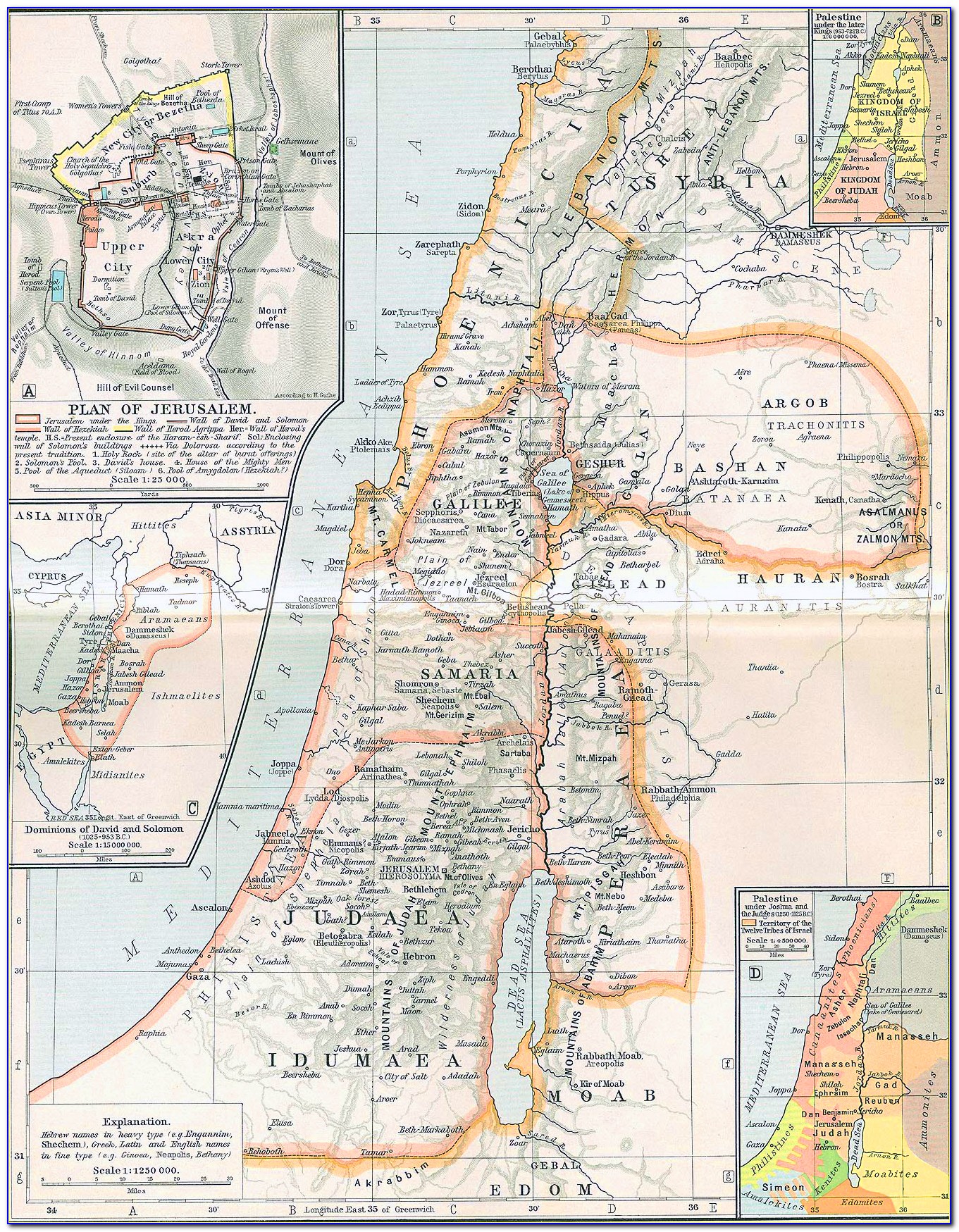 Ancient Map Of Israel And Palestine 