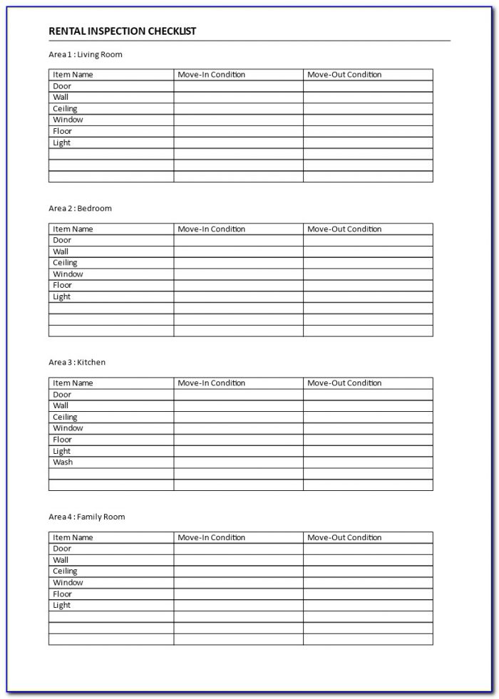 Free Rental Inspection Checklist Template Template : Resume Examples