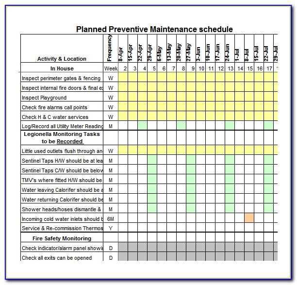 Free Maintenance Schedule Template Excel