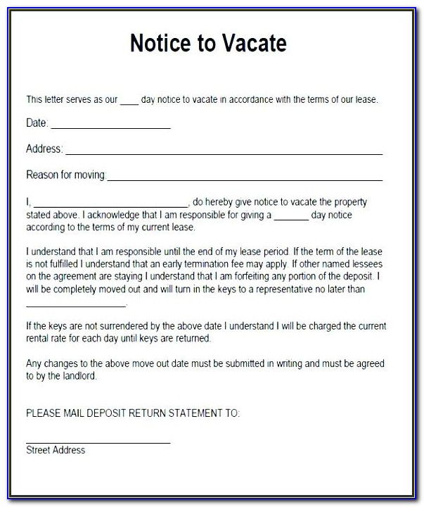 60 Day Notice To Vacate Template