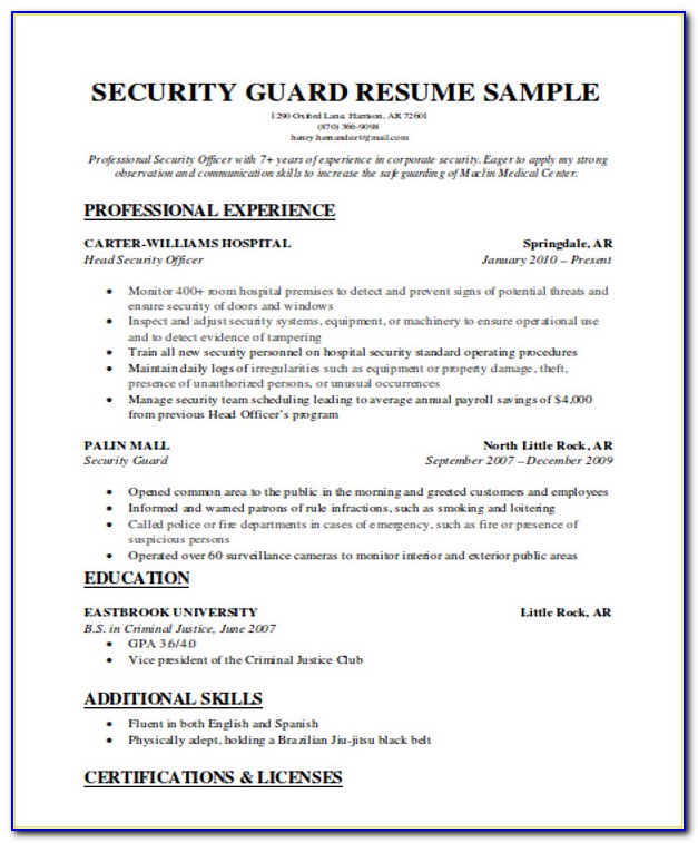 Security Guard Job Application Format - Job Applications : Resume ...