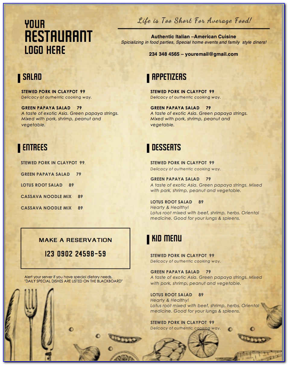 Templates For Restaurant Menus - Template : Resume Examples #XnDEyoKYDW