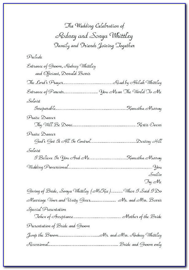 Wedding Ceremony Program Template Word