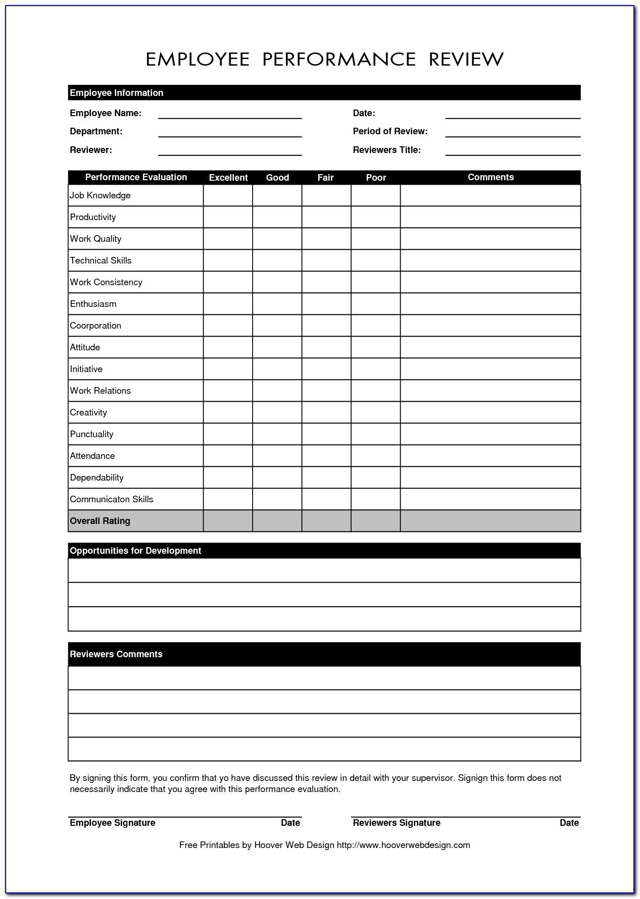  Free Blank Employee Evaluation Forms Form Resume Examples J3DW7AxDLp