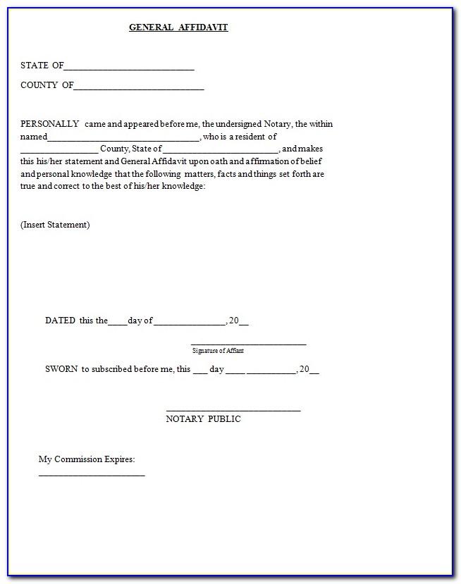 Free General Affidavit Form Download Sample Purchase Agreement For ...