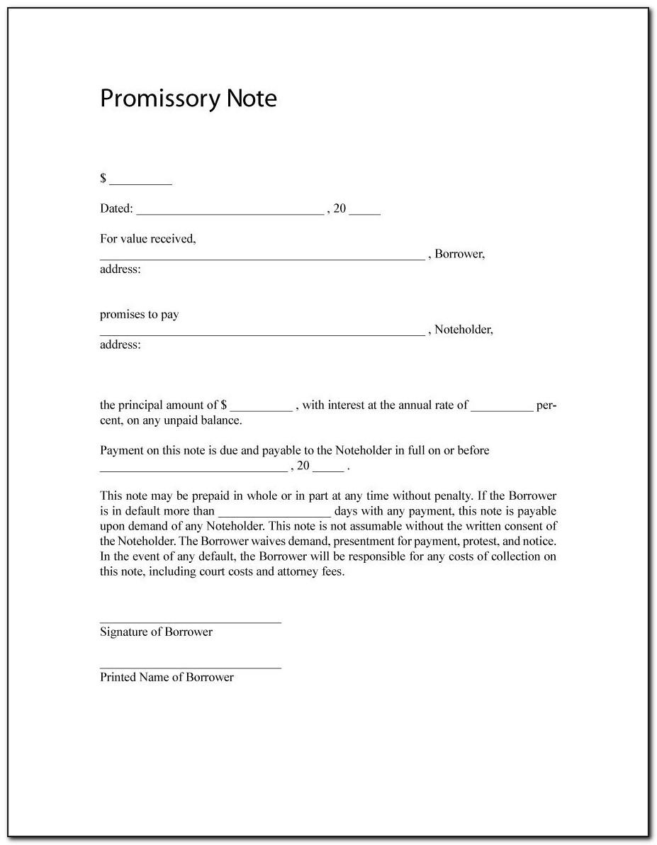 Unsecured Promissory Note Template Martin Printable Calendars