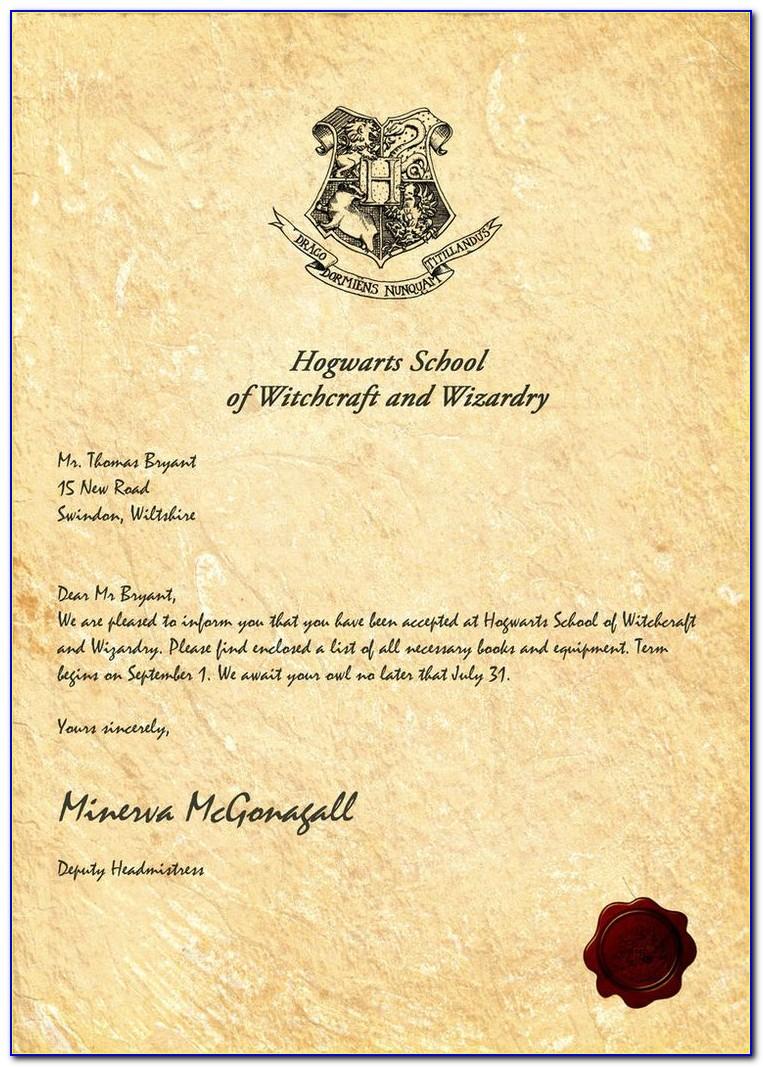Harry Potter Letter Template Word