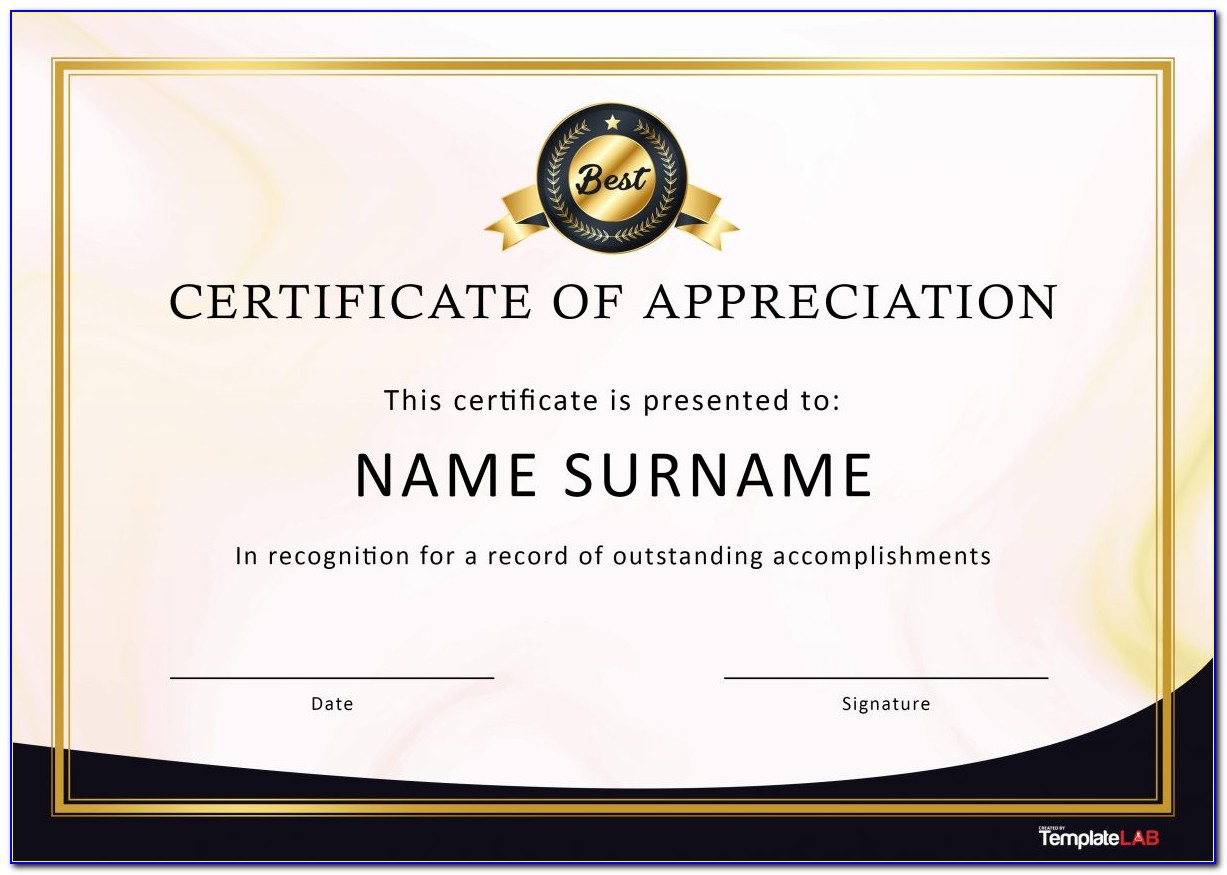 Certificate Of Appreciation Sample For Company