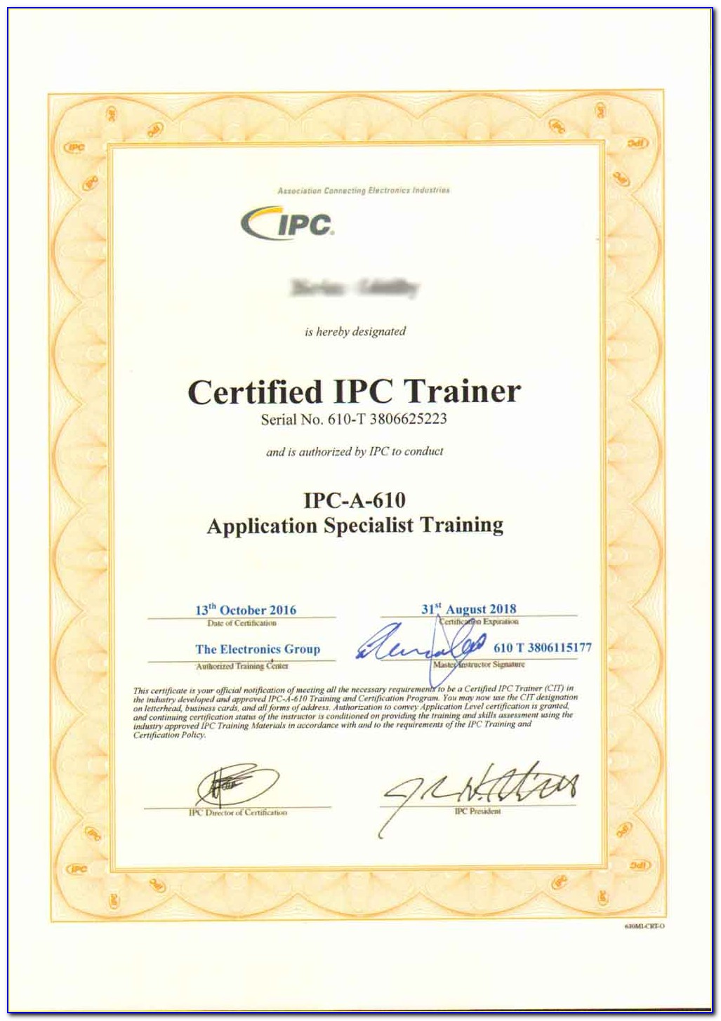 Ipc 610 Certified